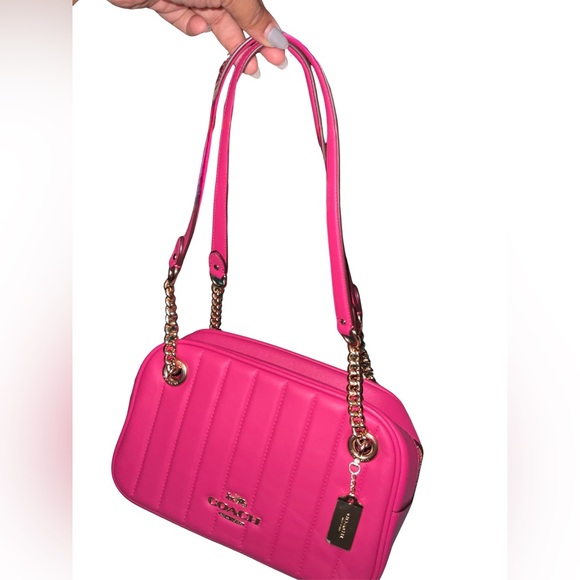 COACH Cammie Quilted Leather - Hot Pink Fuchsia NWOT Pristine gift ready - Picture 3 of 16